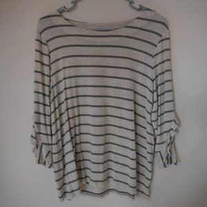 Chico's Striped Frill Sleeve Top